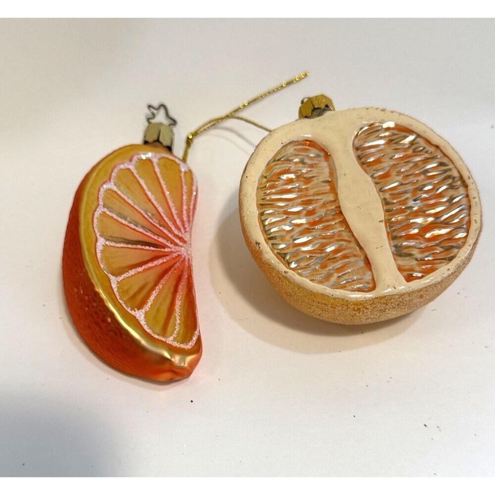 Inge Glas Handblown Glass Orange Slice Christmas Tree Ornament Made in Germany